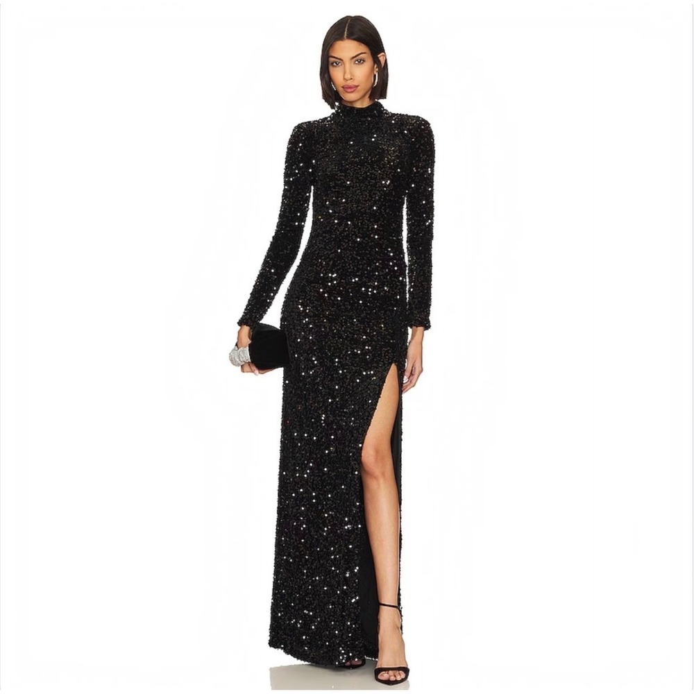 LIKELY Kerry Black Sequin Gown Size 0 NWT $478